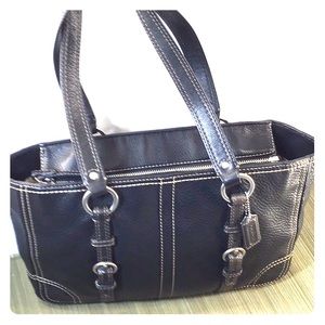Classic Coach  16”x8” Black & Gray Satchel.